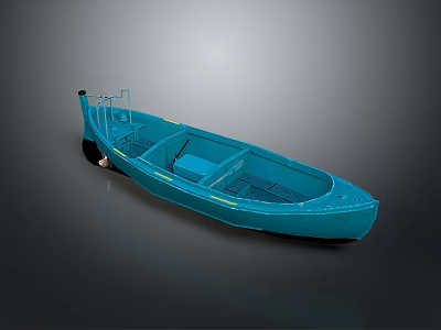 Blue Canoe With Open Interior And Seating Structure Design Features 3d model