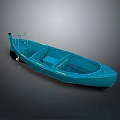Blue Canoe With Open Interior And Seating Structure Design Features 3d model