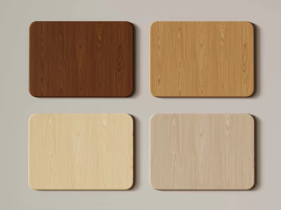 Four Square Wooden Cutting Boards With Different Wood Colors And Textures 3d model
