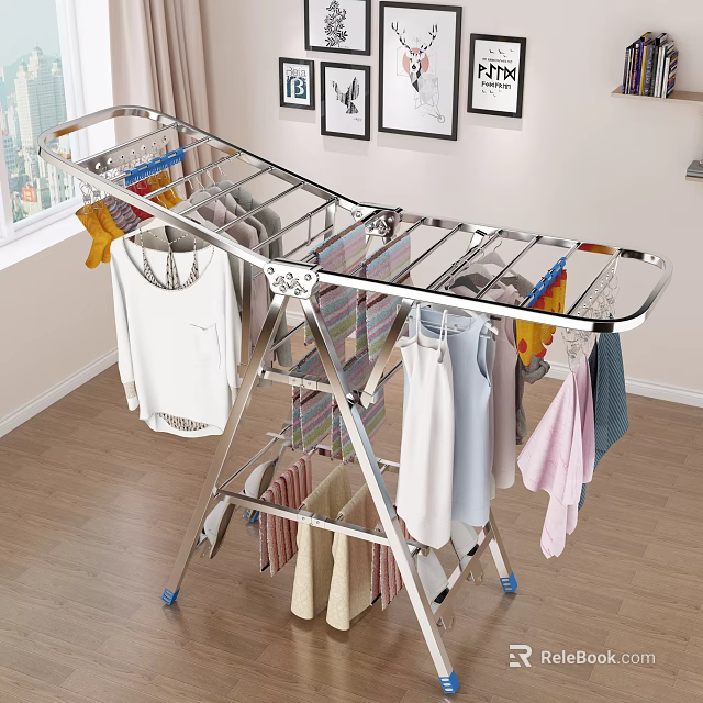 Stainless Steel Multi layer Clothes Drying Rack for Hanging Shirts Pants Socks and Garments Indoor 3d model 