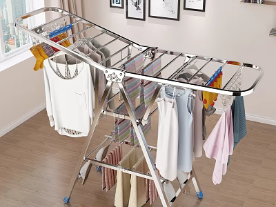 Stainless Steel Multi layer Clothes Drying Rack for Hanging Shirts Pants Socks and Garments Indoor 3d model
