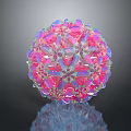 Colorful Spherical Molecular Structure with Intricate Geometric Pink Purple Blue Patterns
