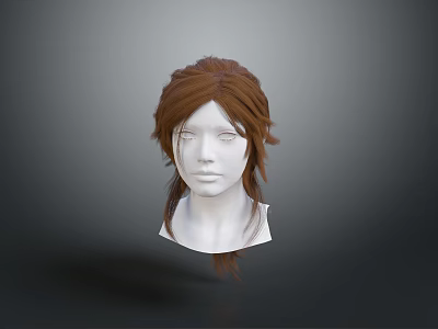 Anatomical Human Head Model With Brown Hair And Detailed Facial Organs 3d model