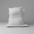 White Lucky Cat Decorative Figurine With Smooth Surface And Simple Design 3d model