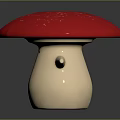 Cute Plant Shaped Mushroom Decor With Red Cap And Beige Body