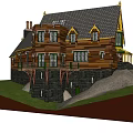 Traditional Style Detached House With Slate Roof Wooden Framing Porch White Railings And Green Lawn