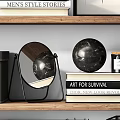 Elegant Decorative Ornament Set With Shelves Books Mirrors And Sculptural Pieces