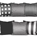 Stylish Black White Gray Decorative Throw Pillows With Checkerboard Polka Dot Circle And Striped Patterns