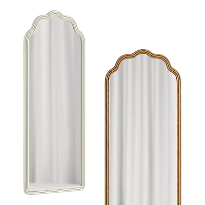 Two Stylish Mirrors With White And Gold Ornate Frames For Home Decor 3d model