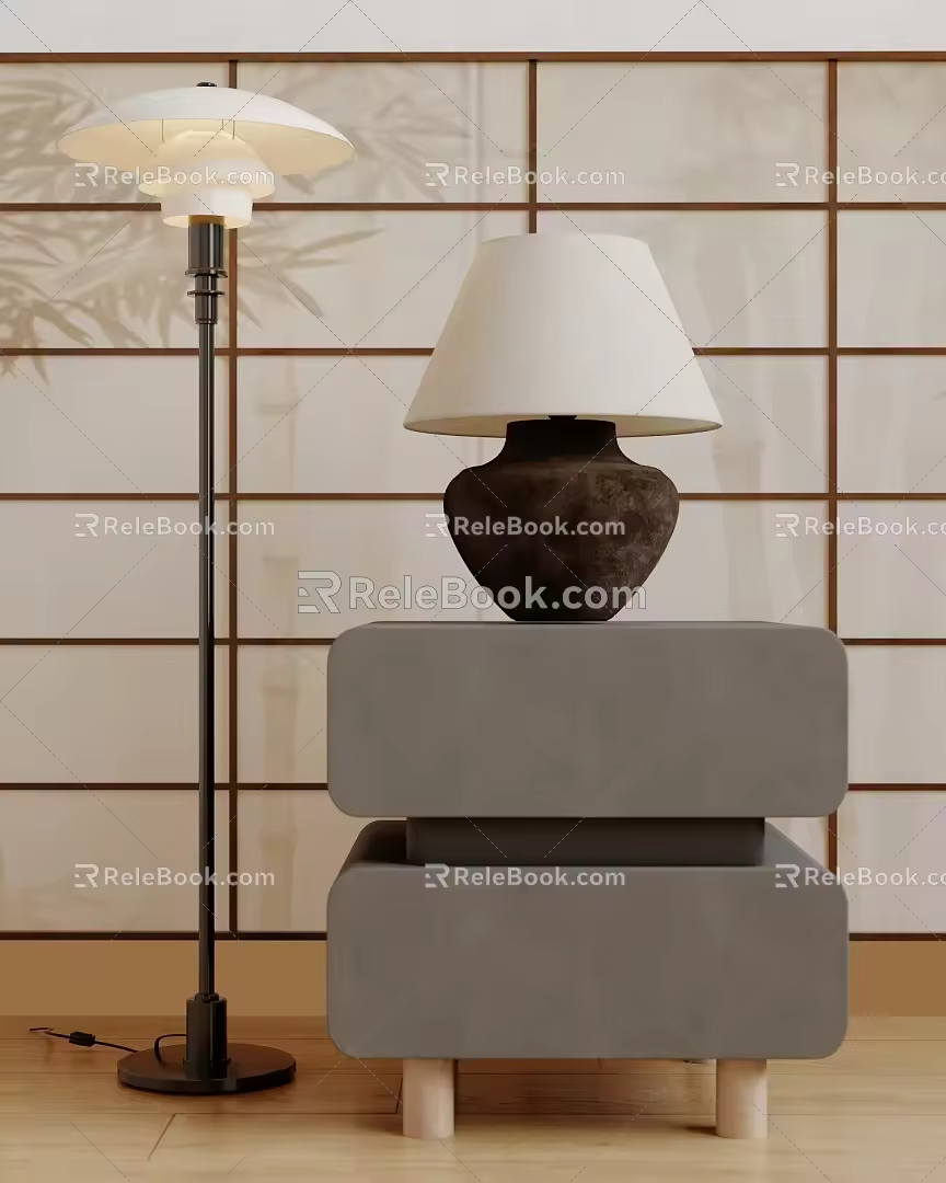 Table lamp combination table lamp bedside table 3d model