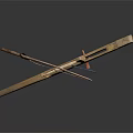 Ancient Wooden Historical Tool With Crossed Beams And Trigger Mechanism Design