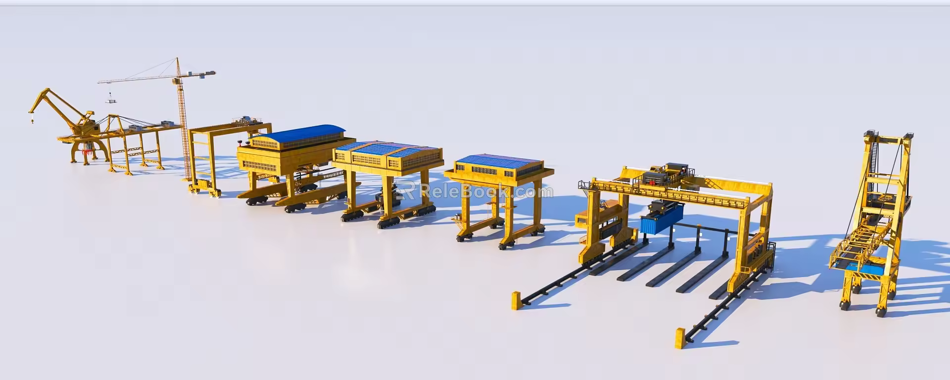 container port terminal super large crane rail transport machine 3d model