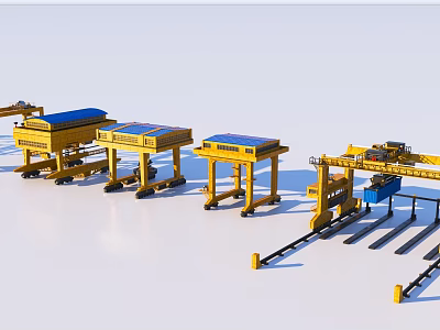 container port terminal super large crane rail transport machine 3d model
