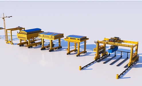 container port terminal super large crane rail transport machine 3d model