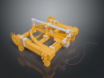 Modern Yellow Living Product With White Components And Red Hanging String 3d model