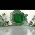 Green Flower Shaped Photo Check in Spot with Green Plants Flowers and Decorations