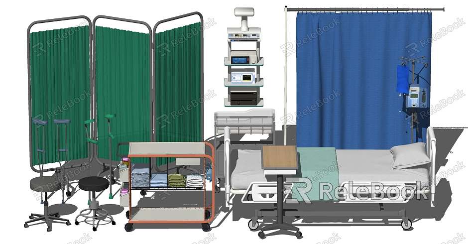 Modern hospital bed hospital bed screen medical equipment model