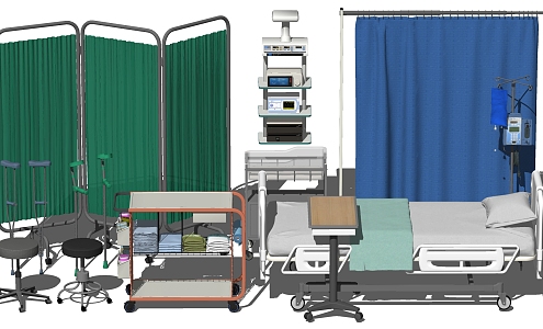 Modern hospital bed hospital bed screen medical equipment 3d model