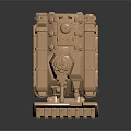 Golden Tank Model with Front Blade Rivet Details on Dark Reflective Background