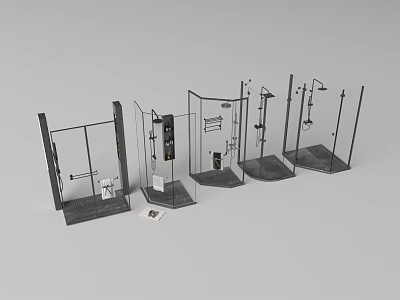Modern Bathroom Set Featuring Shower Enclosures Faucets And Fixtures 3d model