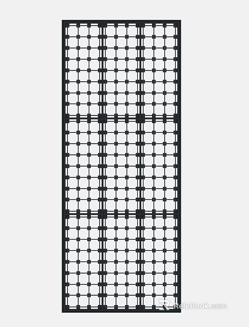 Modern Decorative Screen With Geometric Grid Pattern And Black Frame Design 3d model 