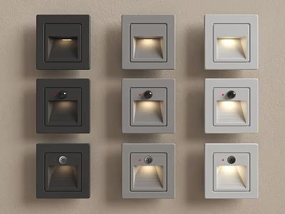 Modern Indoor Wall Lights With Black Gray Finish And Motion Sensor Design 3d model