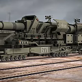 Gray Industrial Train Number 671 With Large Equipment On Railway Tracks