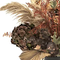 Black Vase Arrangement with Dried Pampas Grass Eucalyptus and Hydrangea in Warm Tones