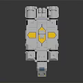 Futuristic Gray Mechanical Model With Yellow Blue Red Components And Complex Structure