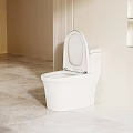 Modern White Toilet In Light Bathroom With Open Lid Shelves Large Window And Natural Light