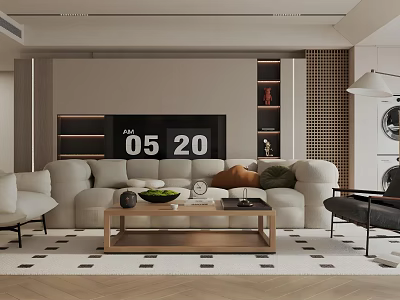 Modern Living Room Interior With Sofa Coffee Table And Digital Wall 3d model