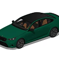 Dark Green Sporty Sedan Car With Sleek Exterior And Black Wheels