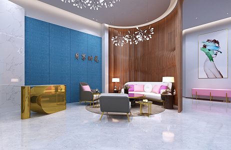 Light Luxury Hall Yuezi Center Club Beauty Salon 3d model