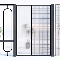 Modern Room Dividers With Arched Grid Patterns And Glass Panels For Interior Decor 3d model