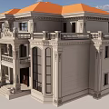 Multi-Story European Classical Detached Villa With Orange Roof Carved Details And Balconies