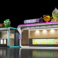 Commercial Outdoor Stalls With Tea Drinks Fresh Fruit Yogurt And Ice Cream Decorations