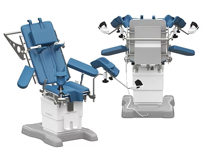 Adjustable Ergonomic Medical Surgical Bed With Blue And Gray Design 3d model