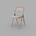 Light Brown Folding Chair With Metal Frame And Upholstered Seat Design