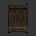 Antique Wooden Cabinet With Carved Details Arched Panels And Decorative Base