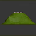 Cartoon Green Hill Scene with Round White Arena Cone Decorations Colorful Flags Stands and Stone Wall