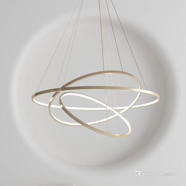 Modern Circular Ring Chandelier With Sleek Metallic Structure And Illuminated LED Light 3d model 