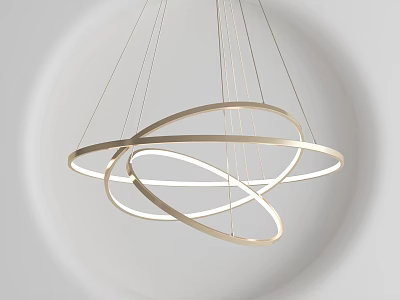 Modern Circular Ring Chandelier With Sleek Metallic Structure And Illuminated LED Light 3d model