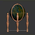 Decorative Globe With Blue Green Sphere And Gold Red Ornate Stand Legs