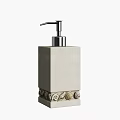 Beige Square Hand Soap Dispenser With Silver Pump And Shell Decoration 3d model