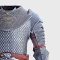 Medieval Knight Metal Armor With Diamond Pattern And Red Belt Design 3d model