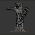 Natural Wooden Tree Stump Decoration With Solid Stone Base And Rough Texture 3d model