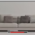 Modern Light Gray Fabric Two Seater Sofa With Dark Gray And Patterned Decorative Pillows 3d model