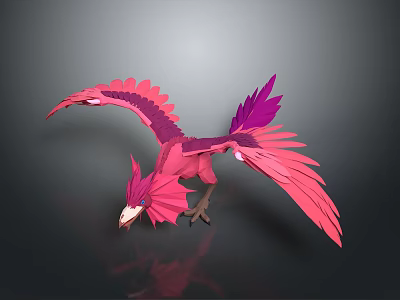 Game and Movie Character Pink Purple Feathered Mythical Creature With Spread Wings 3d model