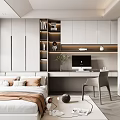 Modern Tatami Bedroom Interior Design With Integrated Bed Desk And Storage Cabinets