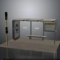 Modern Bus Shelter Facility With Roof Benches Information Board And Signpost